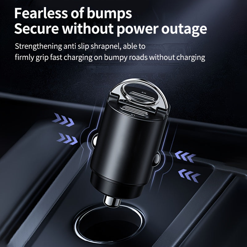 Mini tez zaryadlash avtomobil zaryadkasi, ikki portli Type C PD3.0, portativ mat