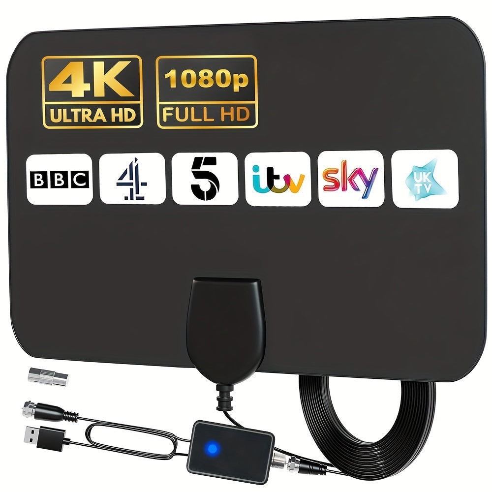 Indoor Digital TV Antenna 1080 Mile Range 4K Full HD Signal Booster USB Powered