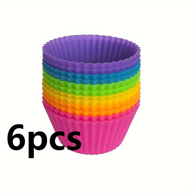 Silicone Cake Cups Set 6 Pieces High Temp Resistant Muffin Pudding Tarts