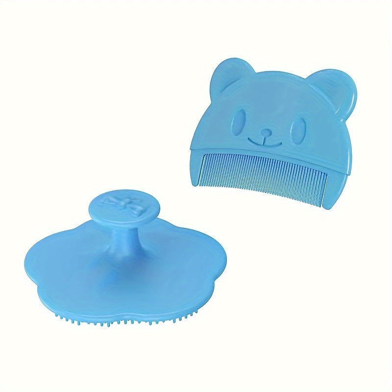 Baby Grooming Set for Newborns Silicone Shampoo Brush and Gentle Comb for Ages 0-3