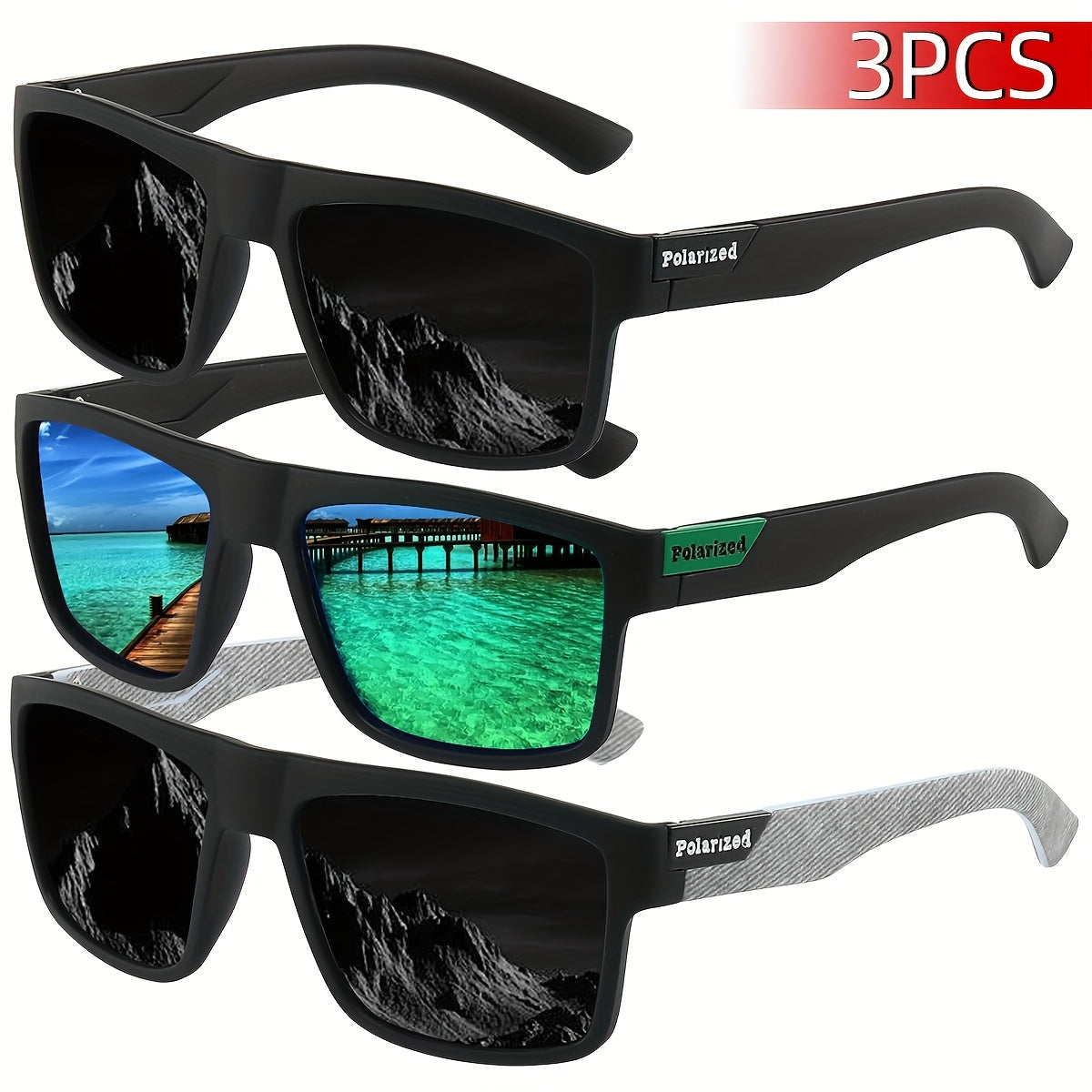 Мужские поляризационные спортивные очки 3 шт. для езды на велосипеде, вождения, рыбалки, отдыха на природе
