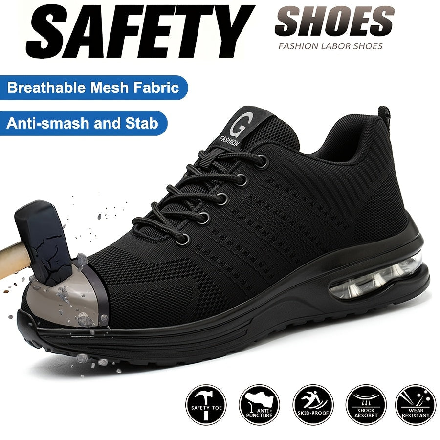 Women's Safety Shoes Breathable Mesh Steel Toe Puncture-Resistant Work Sneakers