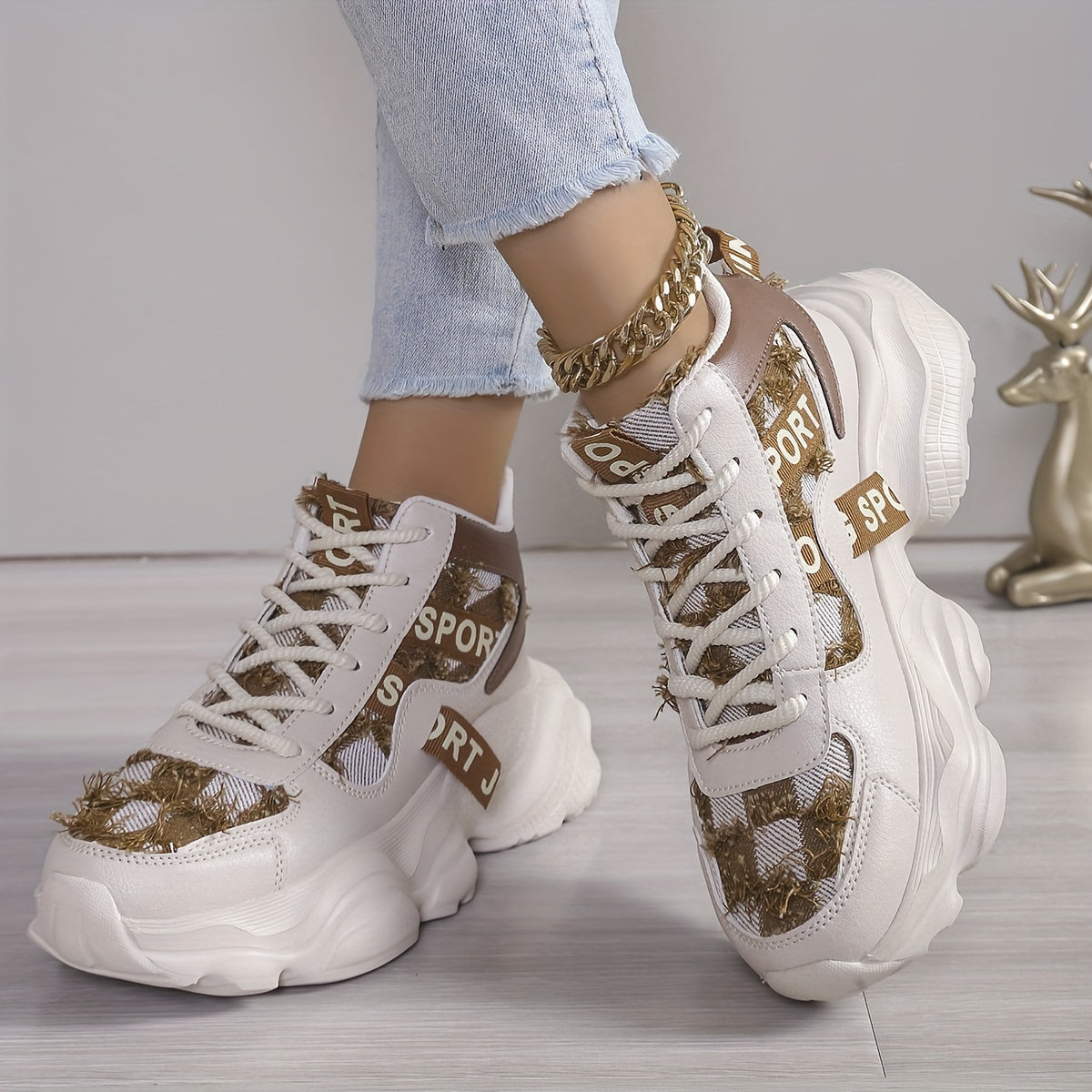 Women's High-Top Sneakers Breathable Fabric EVA Sole All-Season Lightweight