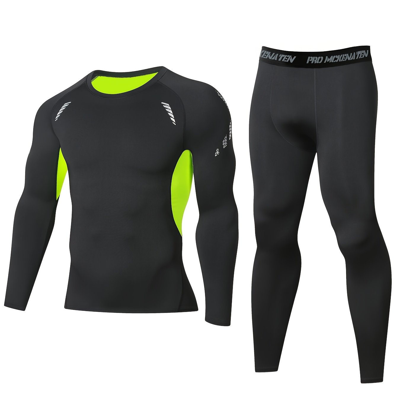 Men's Long Sleeve Sports Set with Compression Pants for Active Wear