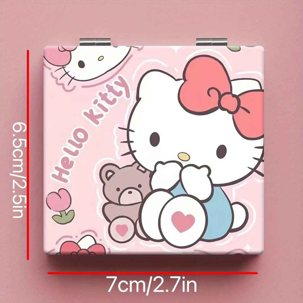Зеркальце Hello Kitty Kuromi компактное двустороннее с HD-отражением, складное, портативное аксессуар для макияжа