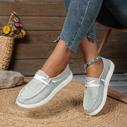 Women Light Gray Linen Slip-On Shoes Casual Comfortable Footwear