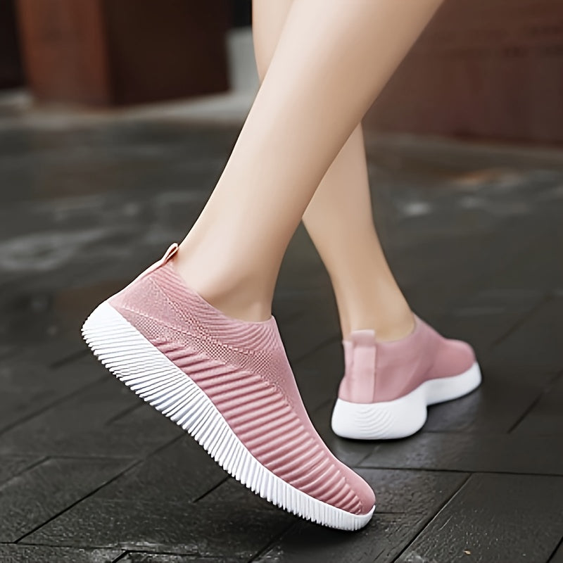 Zapatillas ligeras y transpirables para mujer, de punto negro, suela de EVA, casuales para viajar