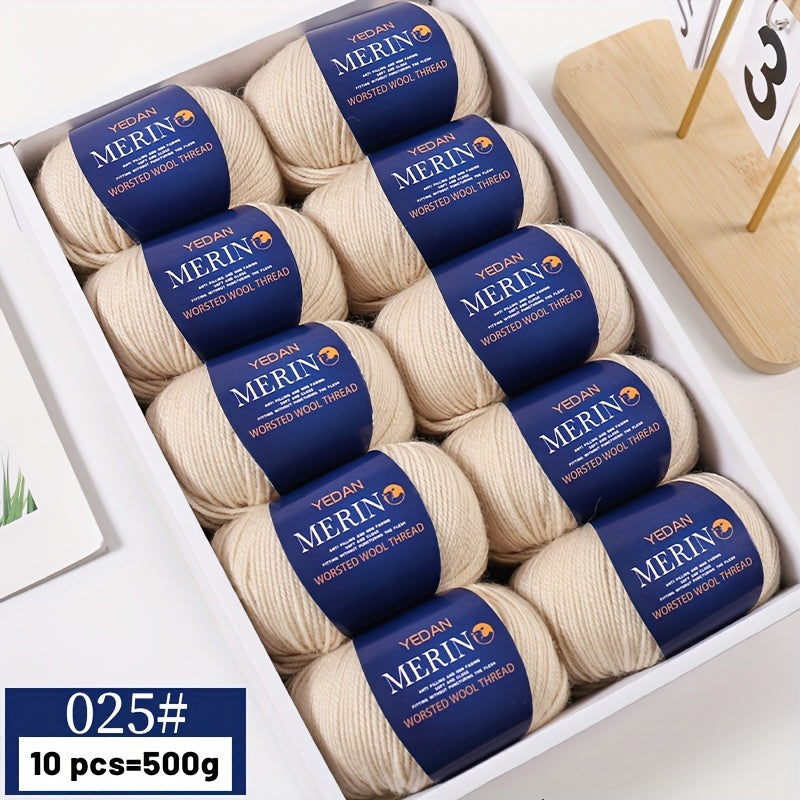 10 piezas de hilo de lana 500g multicolor en degradé, anti-pilling, suave para tejer accesorios de moda