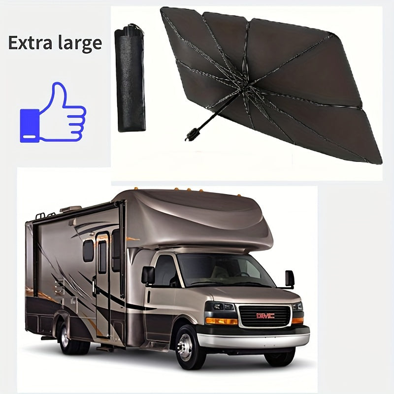 Universal Extra Large Titanium Silver Car Sunshade Windshield Sun Umbrella