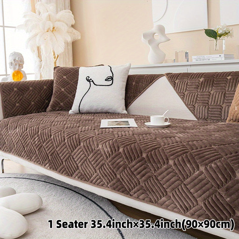 Velvet Sofa Cover Non-Slip Soft Cozy Machine Washable for Home Decor