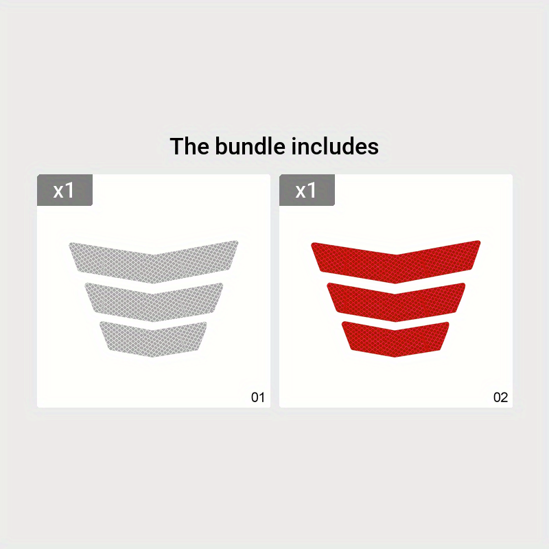 3pcs Reflective Motorcycle Stickers Warning Ladder Arrow Tail Wing Bumper Tape