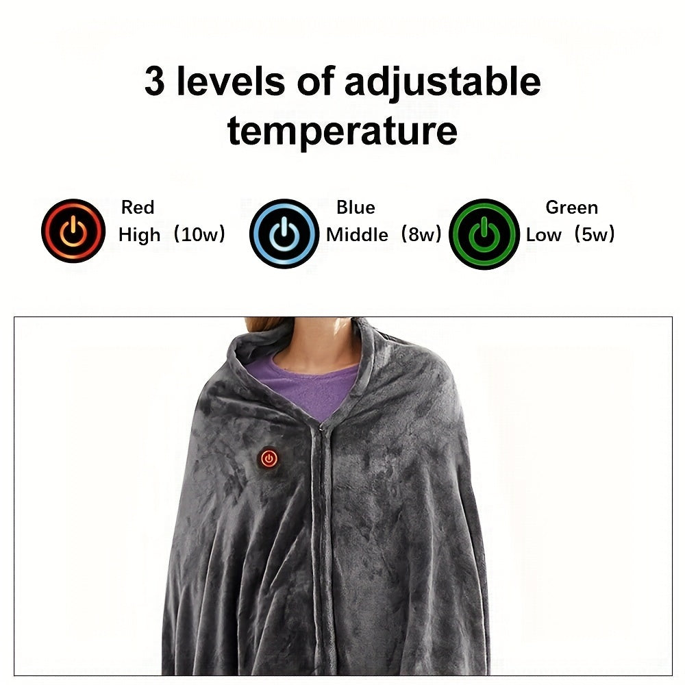 Electric Heated Shawl Wrap Flannel USB Powered with Timer and 3 Temperatures