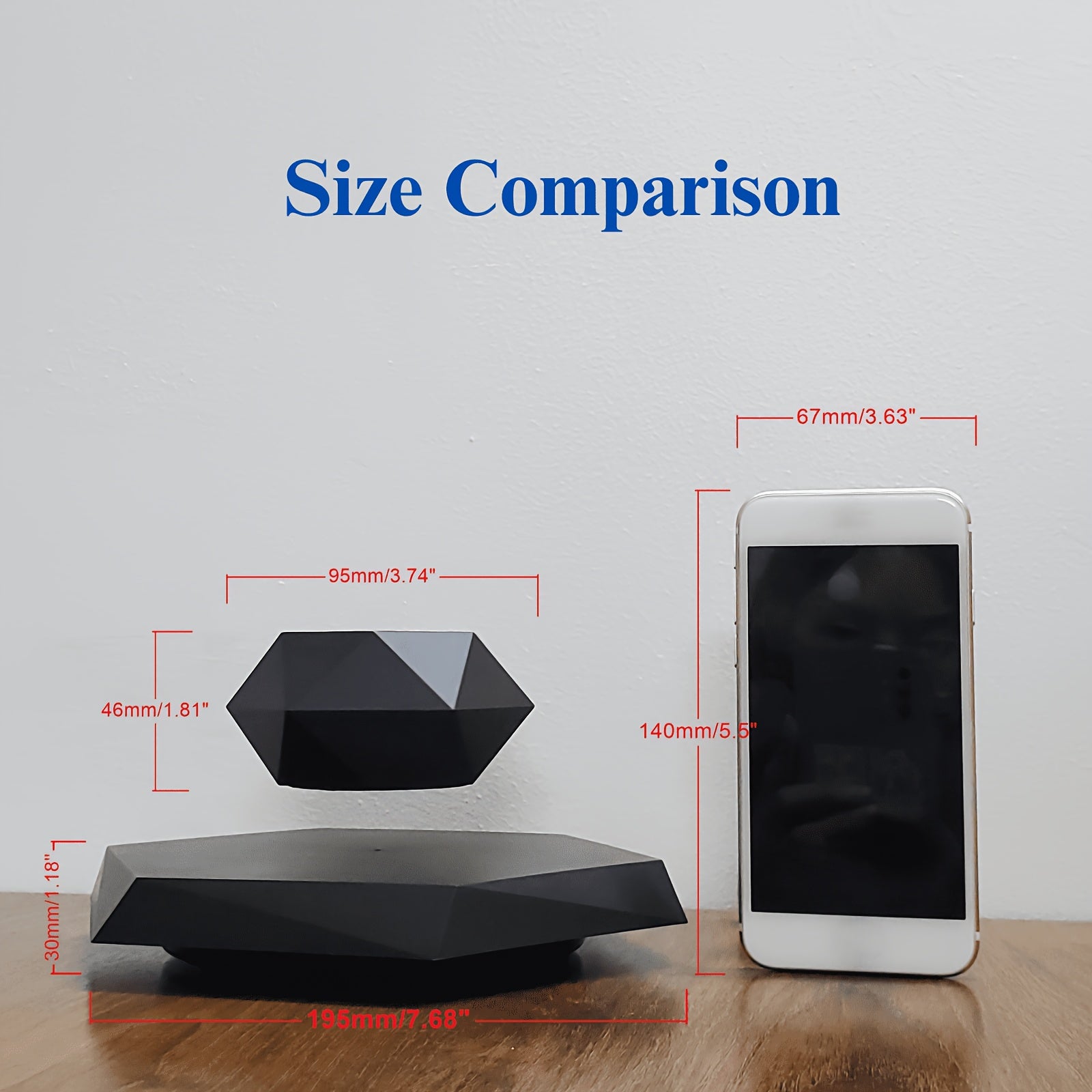 Magnetic Levitating Mini Rotating Flower Pot Black Floating Plant Pot for Office Home Garden