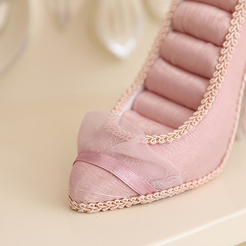 Розовый органайзер для украшений на высоком каблуке для колец, браслетов, ожерелий, брошей