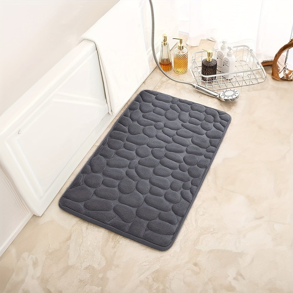 Memory Cotton Bathroom Floor Mat Water Absorbent Non-Slip Doorstep Carpet