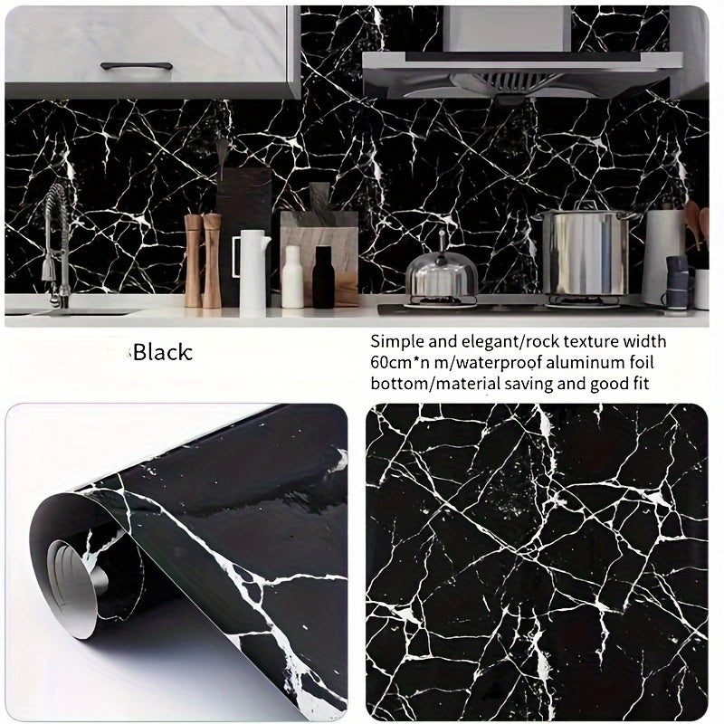 Marble Self-Adhesive Wallpaper Roll for Kitchen Countertop and Bathroom Vanity Waterproof Oil-Proof Easy DIY Decal