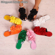 Women’s Floral Flat Slippers Non-Slip Summer Beach Shoes for Casual and Outings