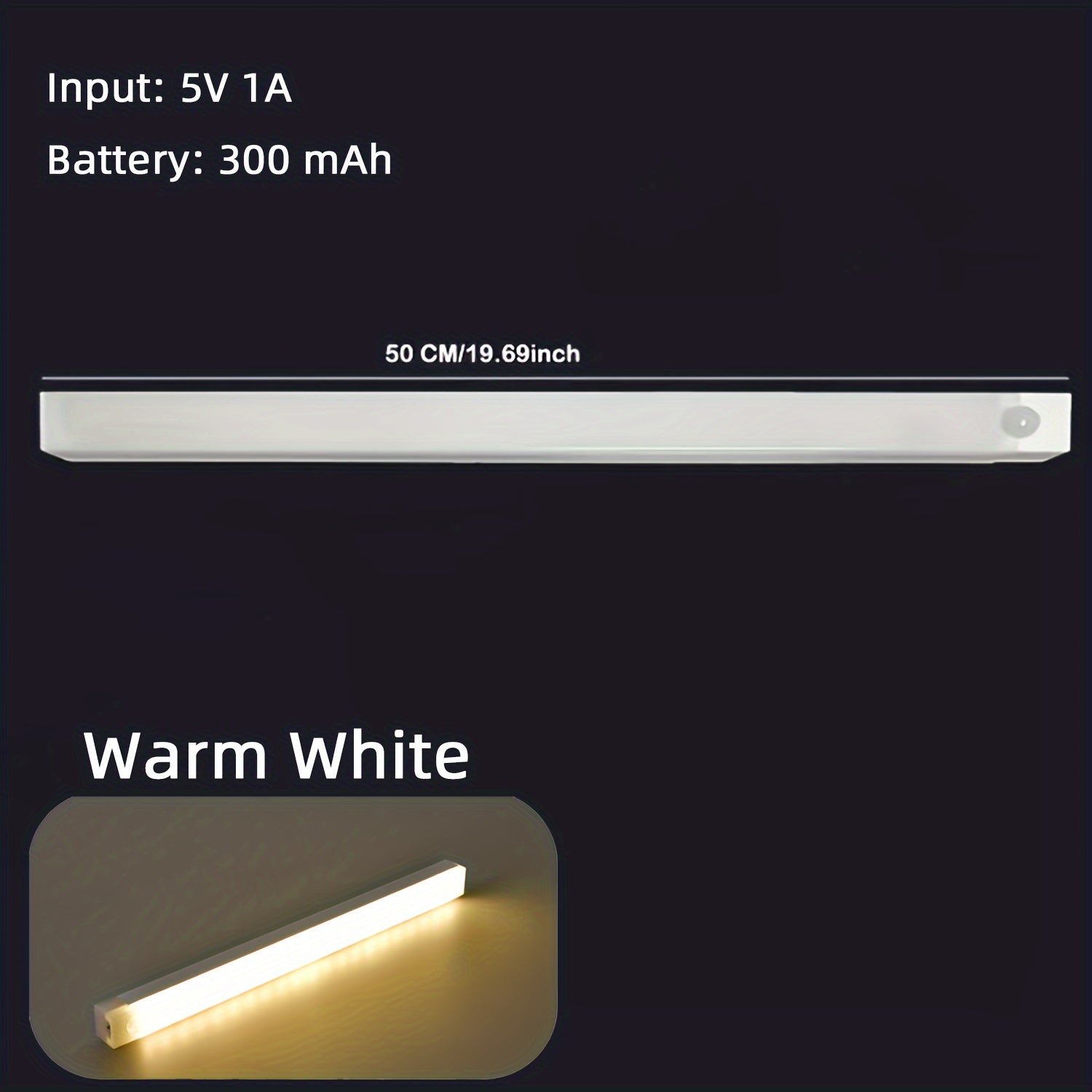 LED Cabinet Light with Motion Sensor USB Rechargeable White Warm White 10-50cm