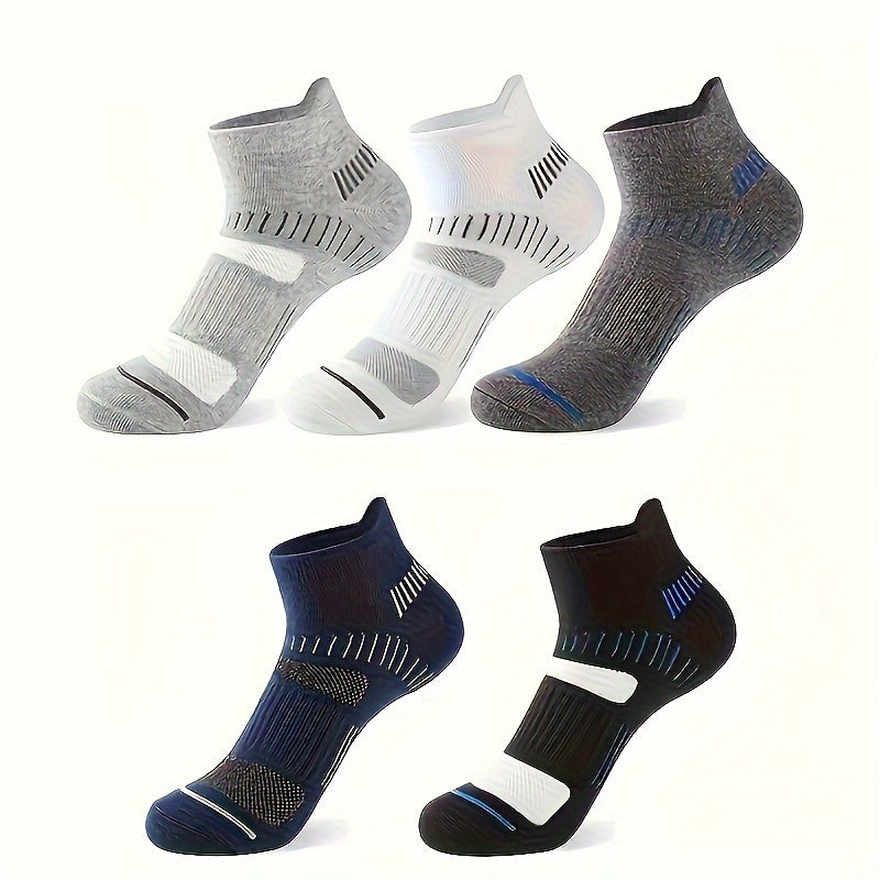 Men's Breathable Striped Ankle Socks 5 Pairs Fall Casual Hosiery