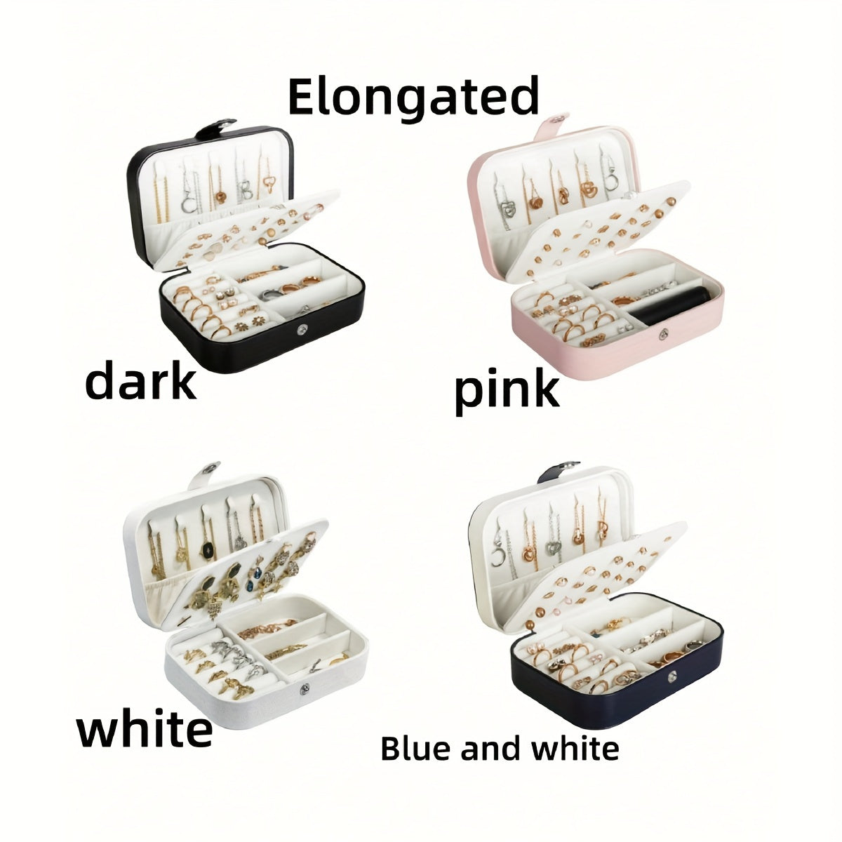 Travel Jewelry Organizer Box with Removable Dividers for Rings Earrings Bracelets Plastic