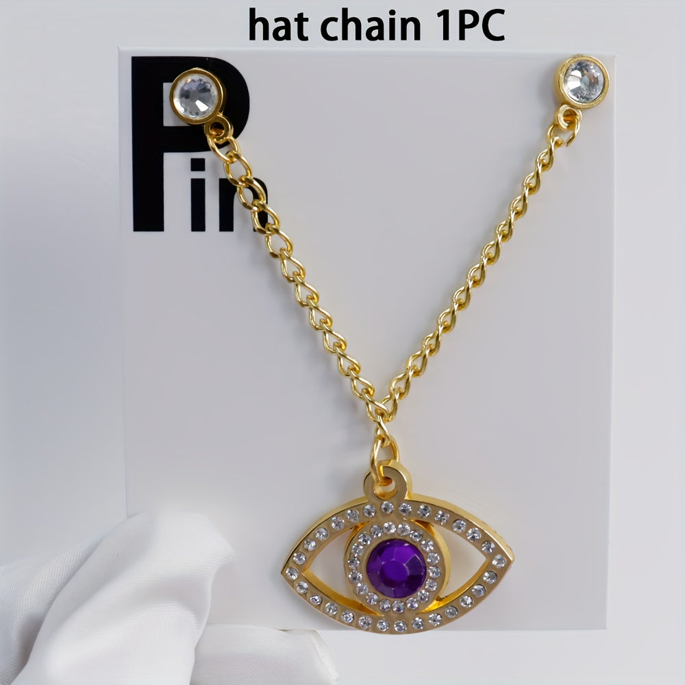 Sparkling Brooch Hat Pin and Chain Set for Women, New Year Gift
