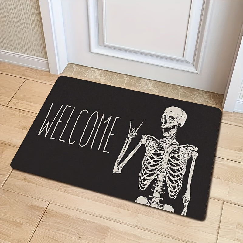 Hallowe'en Skulldoormat ichki va tashqi foydalanish uchun, sirpanmaydigan, dog'ga chidamli, past to'plamli