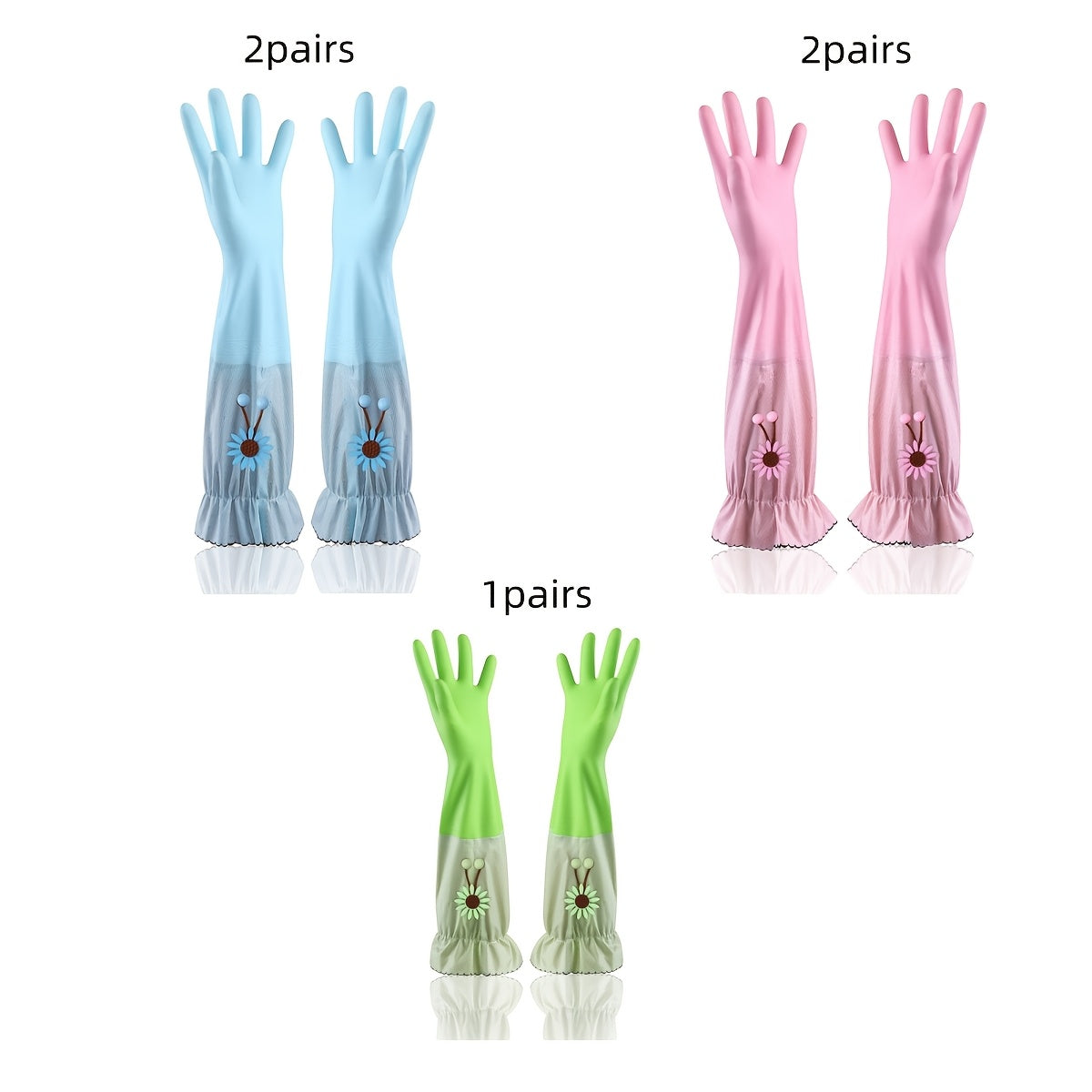 5 Pcs Winter Warm Fleece-Lined Waterproof Dishwashing Gloves Non-Slip for Kitchen Bathroom