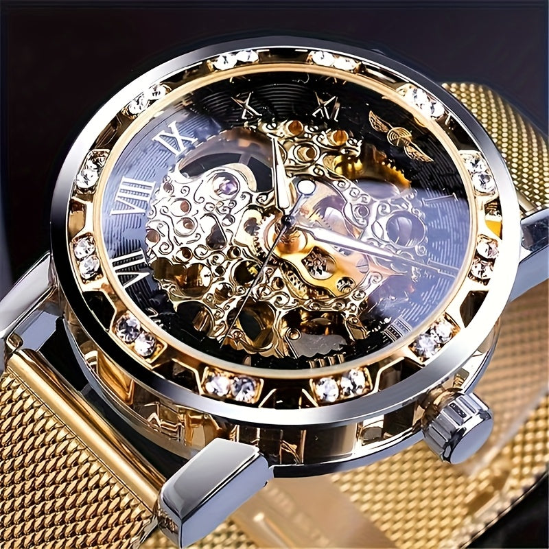 Men's Mechanical Watch Hollow Design Stainless Steel Alloy Casual Luxury Fashion Watch
