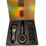 Cortapelos de alta gama KM-2242 con recortadora eléctrica y base de carga, herramienta profesional para cortes de cabello