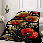 Floral Printed Fleece Throw Blanket for Living Room Bedroom Sofa All-Season Durable Polyester