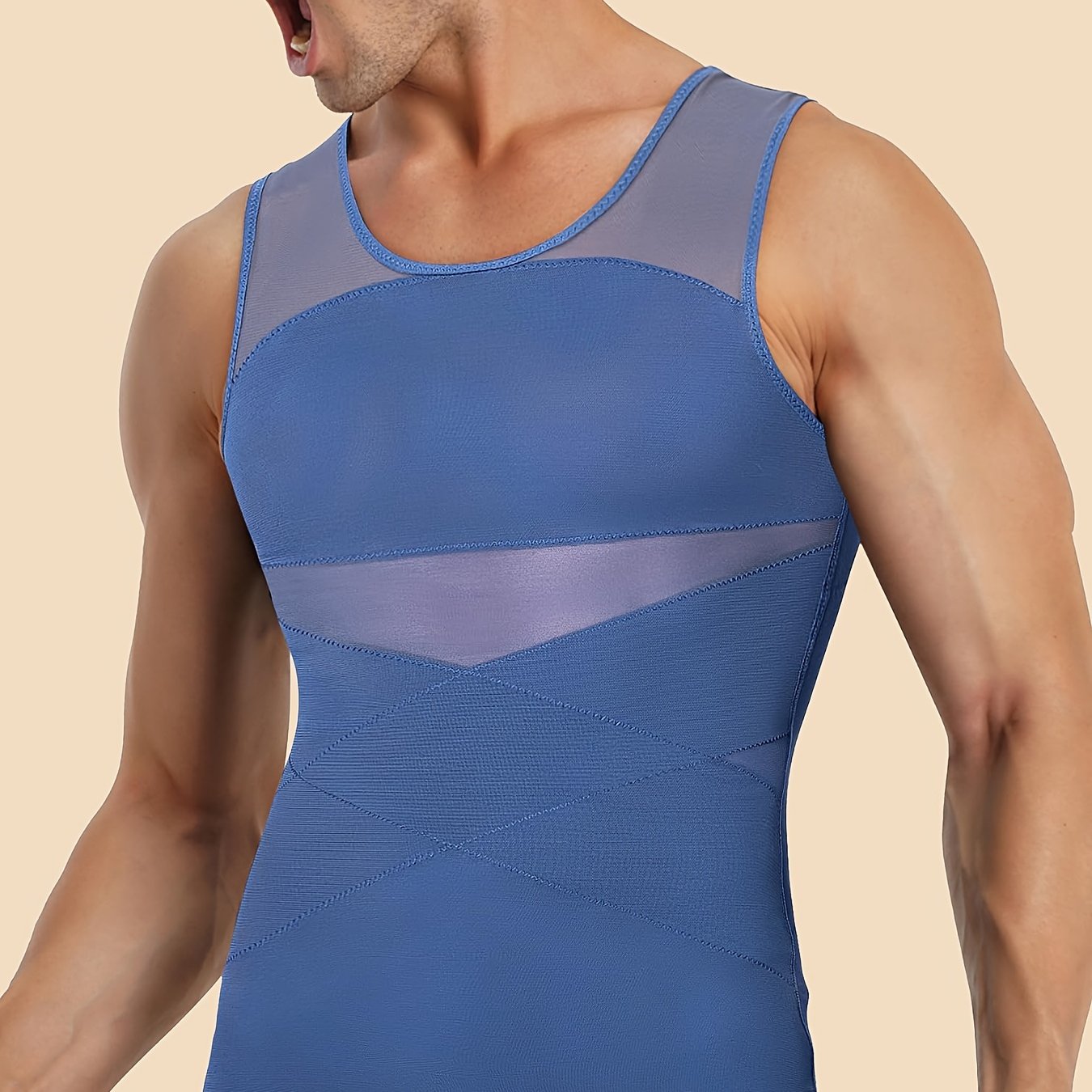 Camiseta ajustada de compresión para hombre, moldeador corporal de nylon y spandex, chaleco de entrenamiento de color sólido