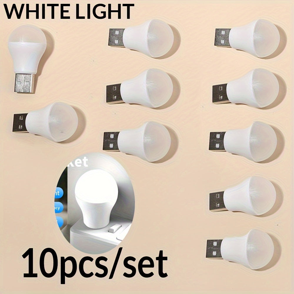 Mini USB Night Light with Warm and White Light for Eye Protection Portable LED Night Lamp for Reading Available in 2/3/5/8/10pcs