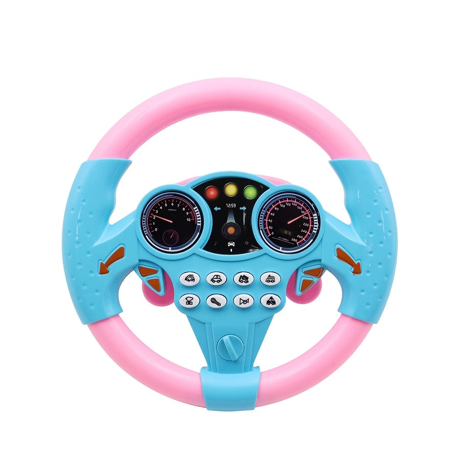 Toy Steering Wheel for Kids 3+ ABS Resin Battery-Free Educational Toy in Yellow and Pink