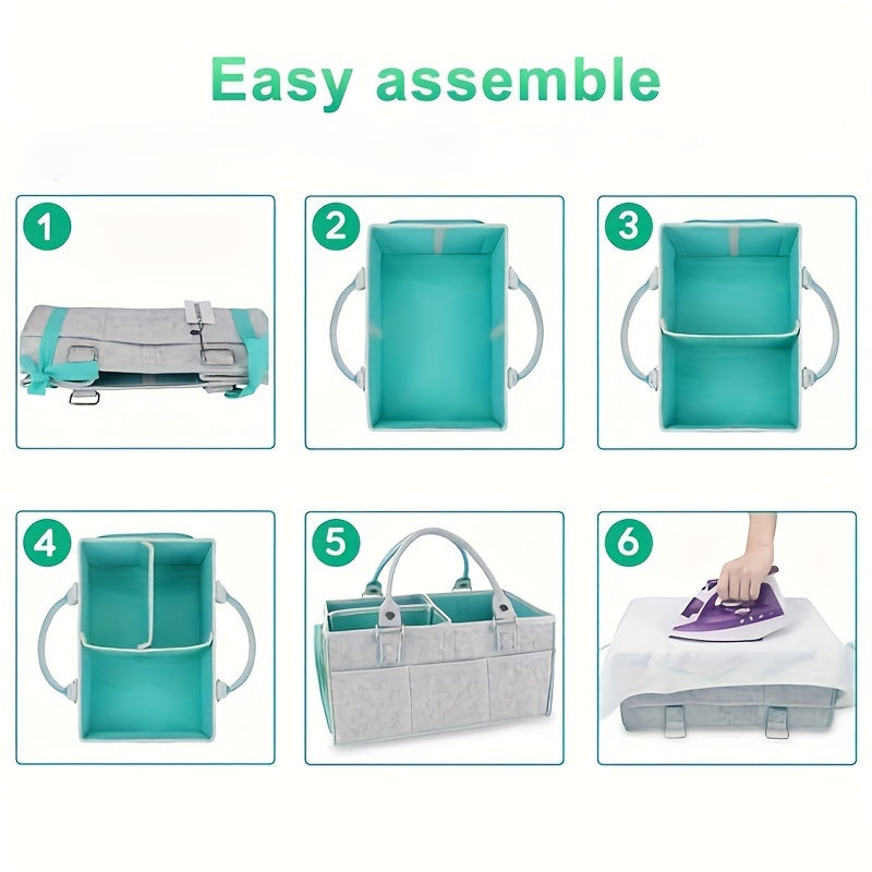 Фетровая сумка для подгузников с просторным хранилищем, боковыми карманами и застежкой на молнии - идеально подходит для организации подгузников