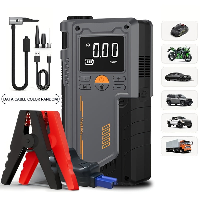 Portable Emergency Car Jump Starter with Tire Inflator USB Charger LED Light