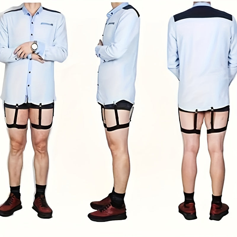 Adjustable Nylon Shirt Stays with Non-Slip Clips for Tucked-In Look