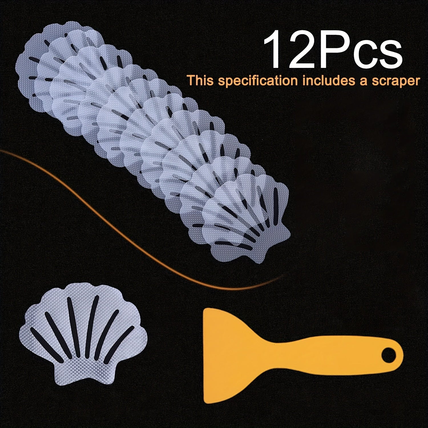 Juego de 3 o 24 pegatinas antideslizantes para bañera en forma de concha transparente para bañeras, duchas y escaleras