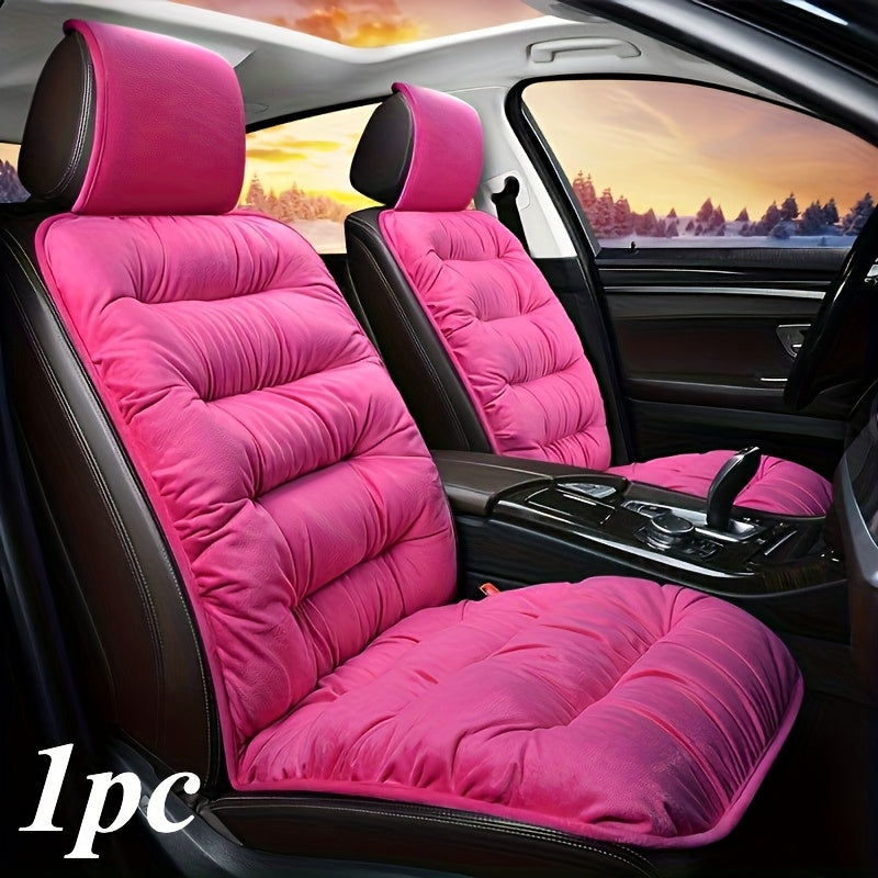 Universal Winter Plush Car Seat Cushion with Backrest Red Black
