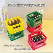 Magnetic Bottle Opener with Beer Crate Design and Refrigerator Magnet
