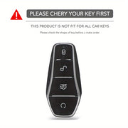 Car Key Fob Cover Black Leather Braided Leash Button Labels for Vehicle