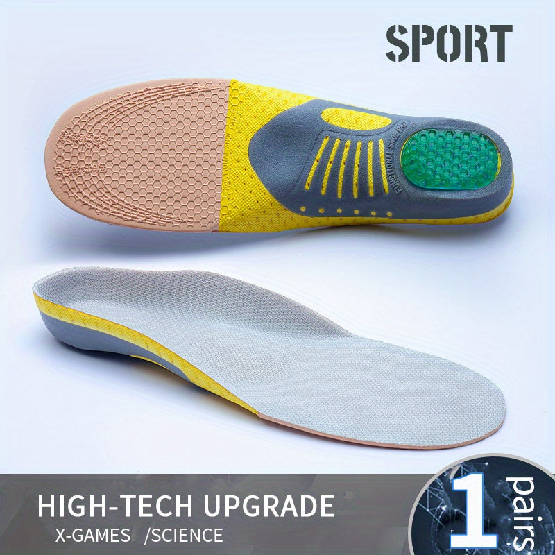 Unisex sport gel insoles nafas oladigan shokni yutadigan qalin EVA TPE sariq kulrang