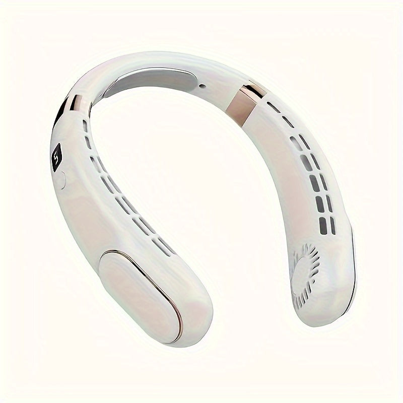 Portable Neck Fan with LED Display, 5-Speed, Rechargeable, Wearable