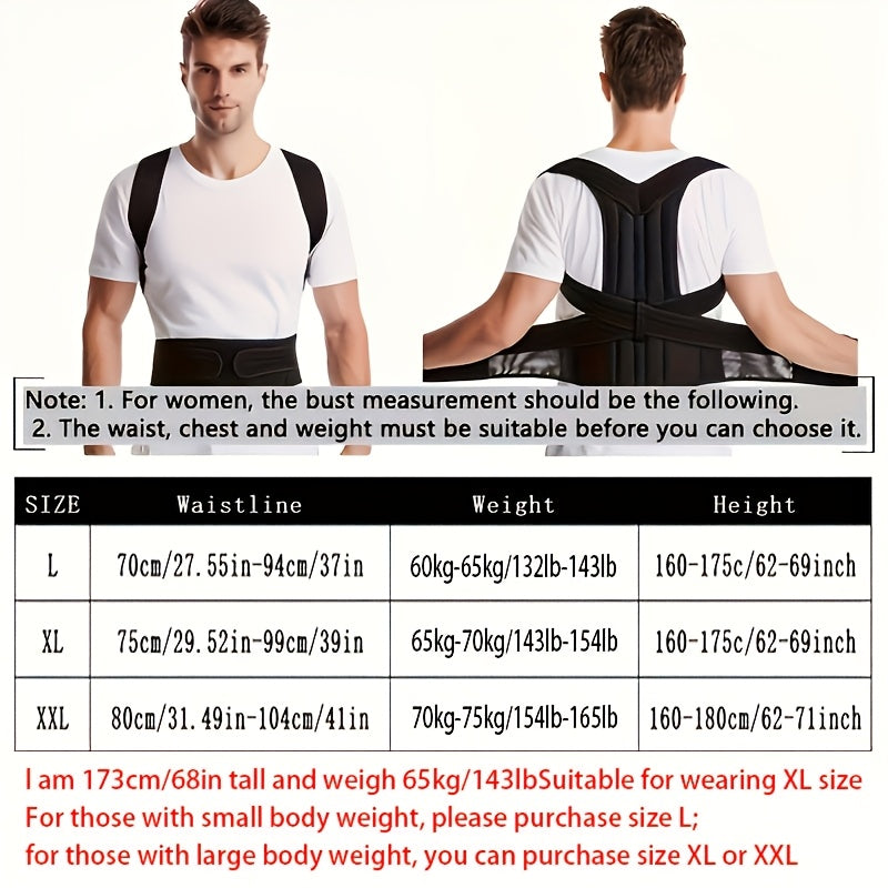 Unisex Adjustable Posture Support Brace for Back and Chest Ergonomic Back Support