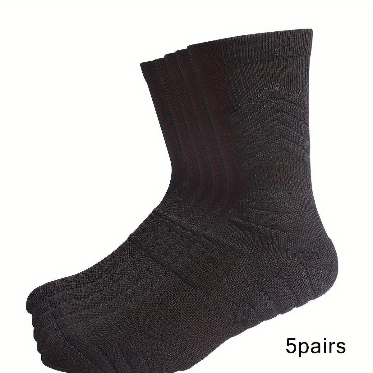Мужские баскетбольные носки 5 пар, амортизированные носки для экипировки с однотонным цветом