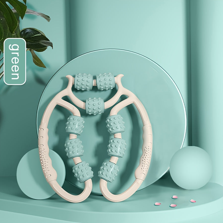 9-Wheel Deep Tissue Massage Stick for Thighs and Calves Plastic Relaxation Tool