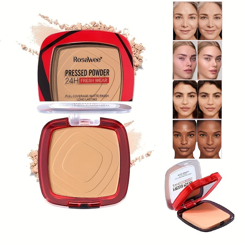 Women Matte Full Coverage Pressed Powder Foundation with Puff Oil Control