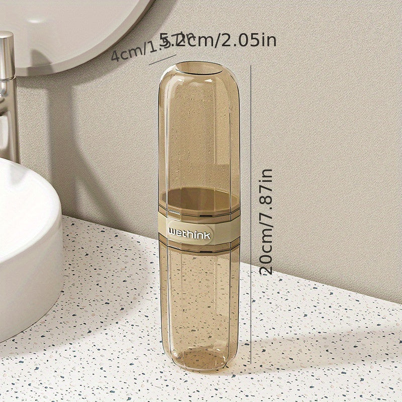 Portable Travel Mouthwash Cup and Toothbrush Case Transparent Wash Set