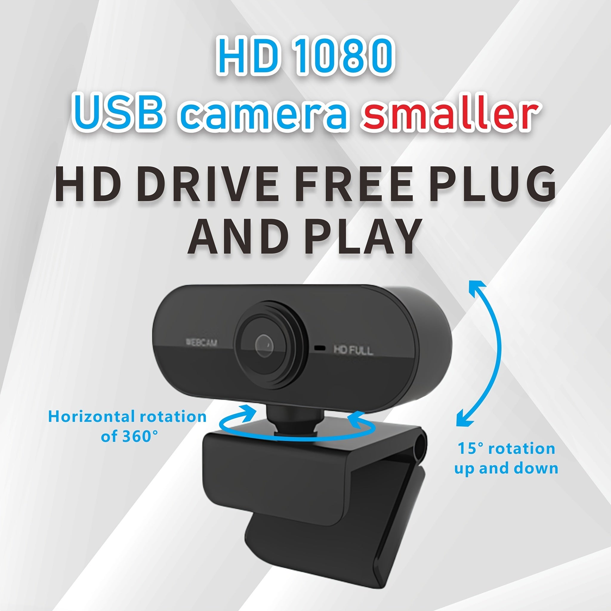1080P Mini USB veb-kamera, ichki mikrofon bilan, avtomatik yoritish, qo'lda fokus, kompyuter konferensiyasi, sinf uchun