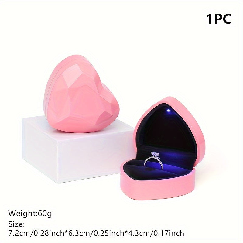 Joyero en forma de corazón con soporte para anillos para el Día de San Valentín en varios colores