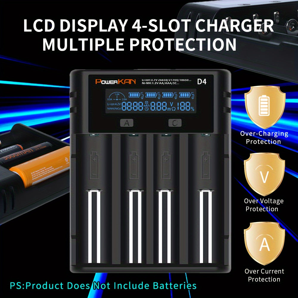 Universal Battery Charger with LCD Display USB Rechargeable for Lithium and Ni-MH Batteries